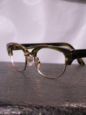 Vintage Kala Liliana Green Browline Eyeglasses Frames Hand Made In USA